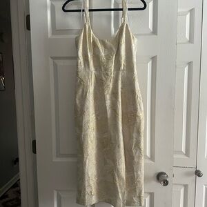 Lulu's Cream and Gold Midi Dress